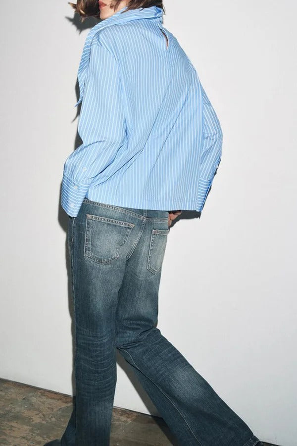 Meliora Striped Multi Position Scarf Long Sleeve H-line Shirt