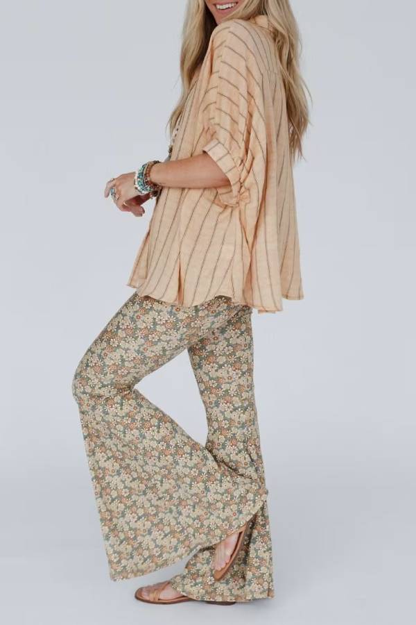 Retro floral flared pants