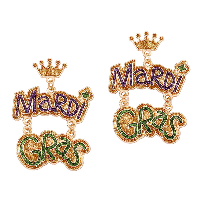 Mardi Gras Letter Earrings