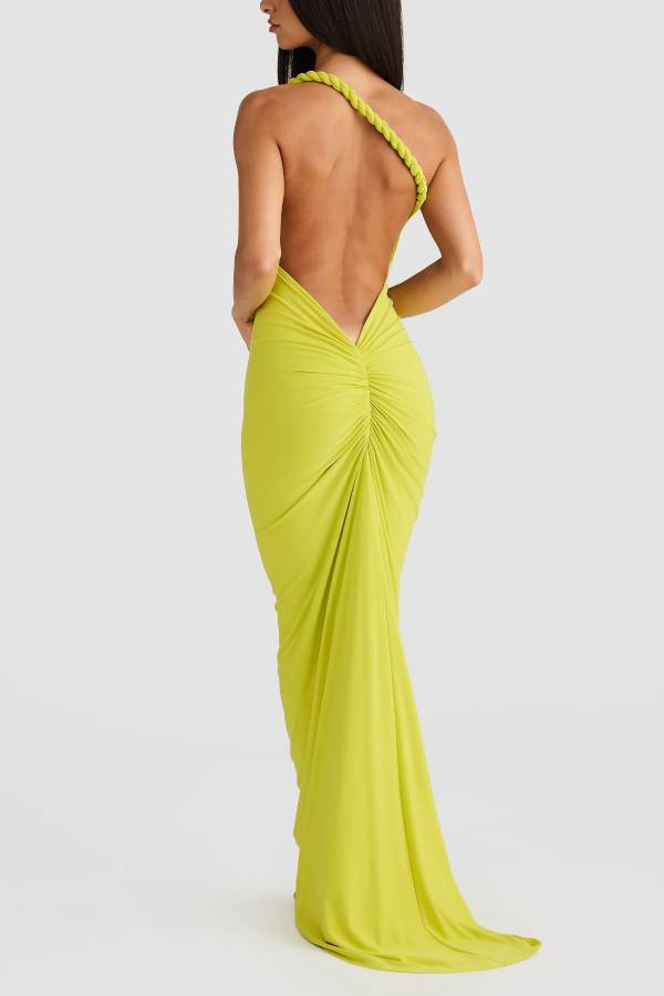 Convertible slim-fit open-back draped maxi dress
