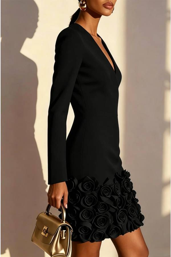 Aurora Rosa 3D Floral Mini Dress Aurora Rosa