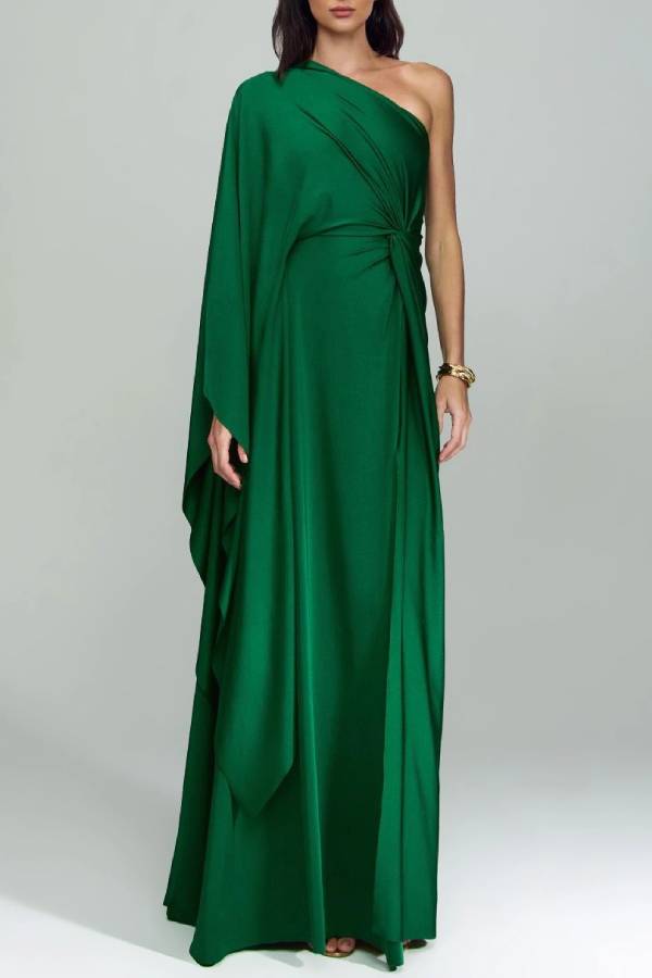 Elegant One Shoulder Long Party Slit Maxi Dress