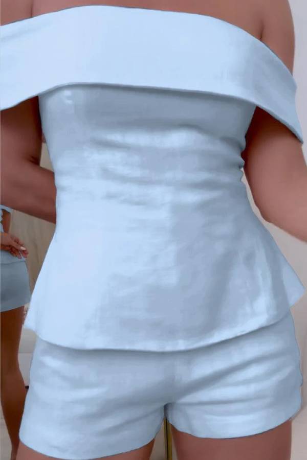 White Cotton and Linen Two-piece Suit