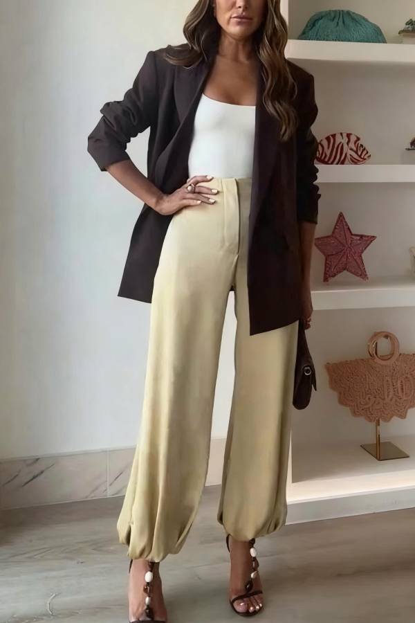 City Phantom Satin High Rise Pocket Aladdin Bloomers Pants