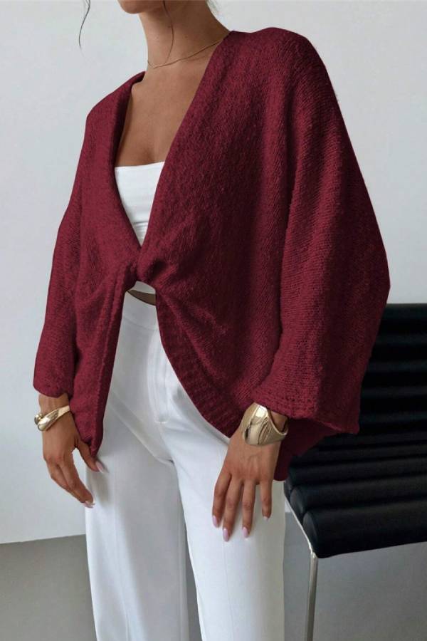 Knitted cardigan with batwing sleeves