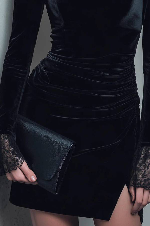 Velvet Lace Square-Neck Bodycon Dress