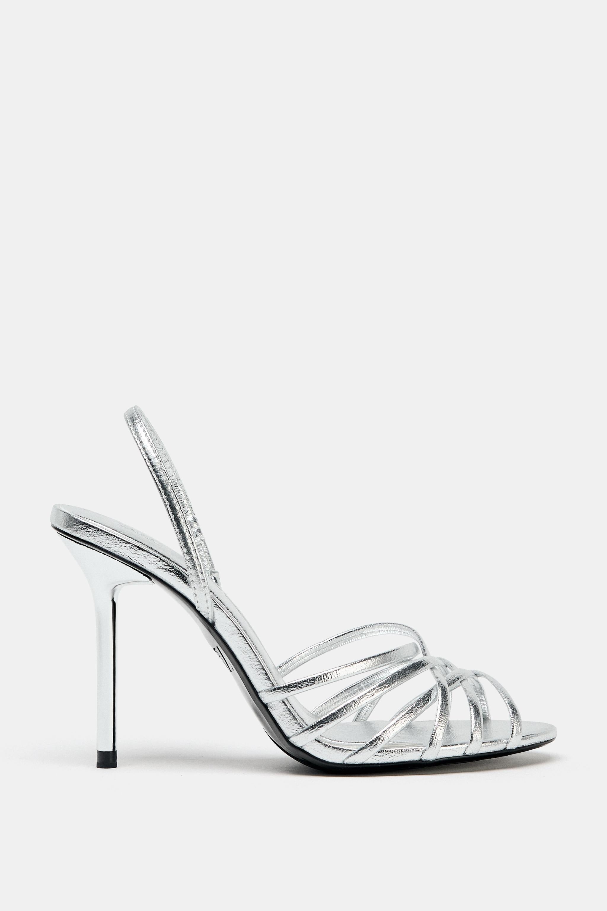 METALLIC EFFECT HEELED SANDALS
