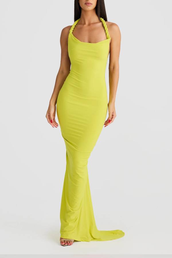 Convertible slim-fit open-back draped maxi dress