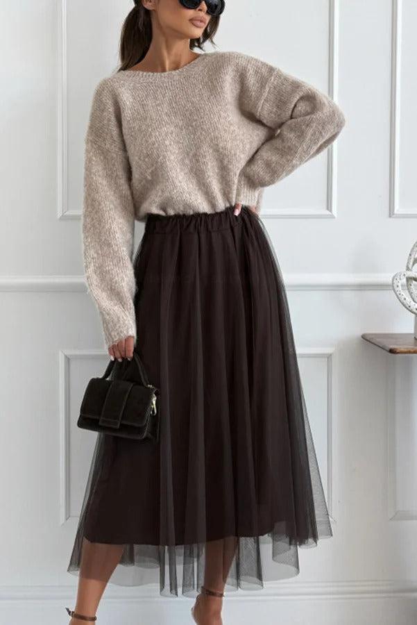 Gisella Knit Back Slit Leopard Print Bow Design Long Sleeve Relaxed Sweater