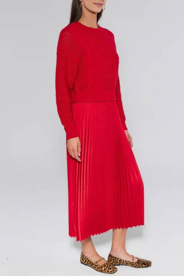 Gabbie Red Two Piece Midi Dress