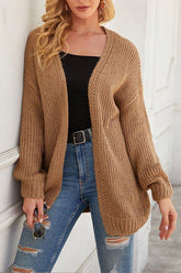 Drop Shoulder Open Front Knit Oversized Sweater Cardigan