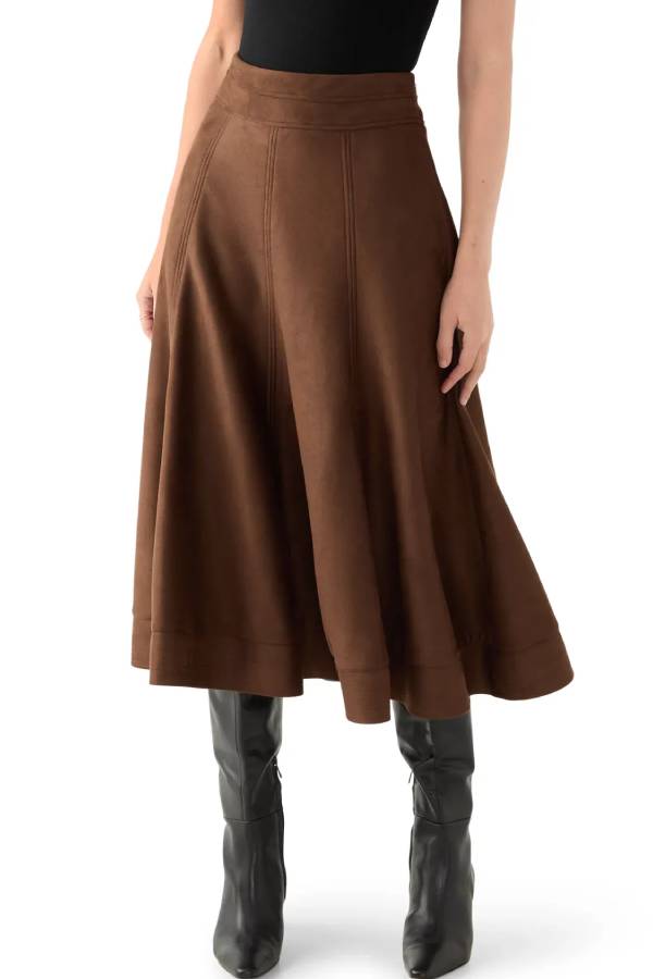 Women's Suede Midi Skirt
