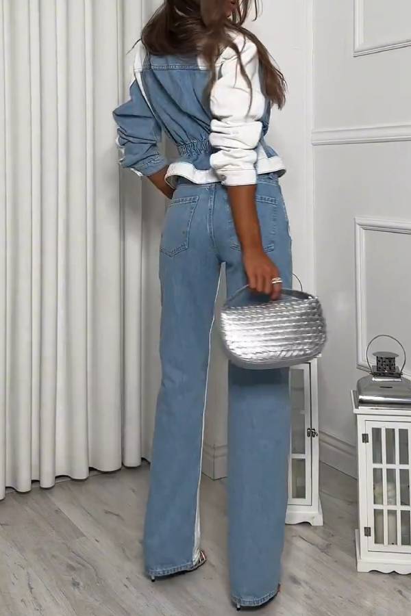 STRAIGHT LEG MID-RISE COMBINED JEANS