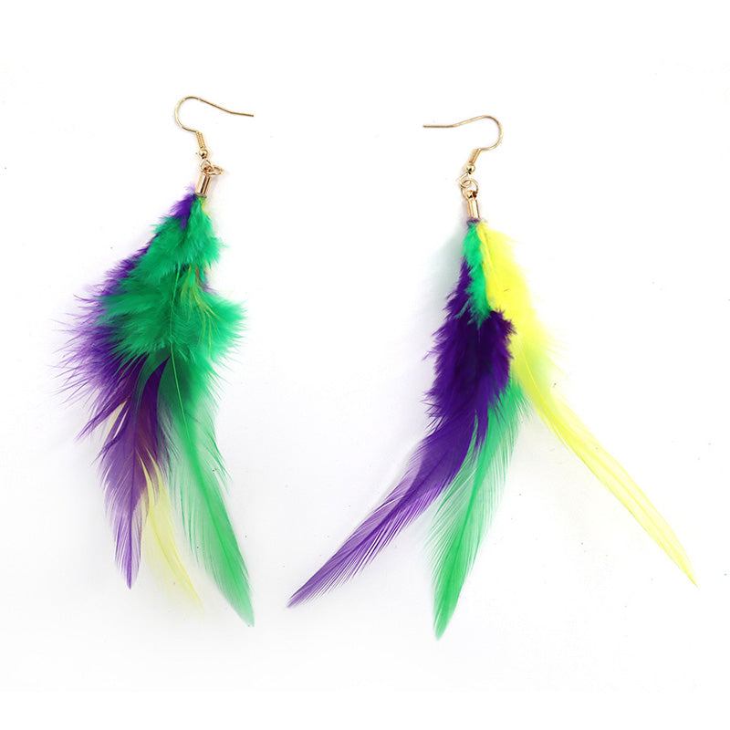 Feather Mardi Gras Earrings