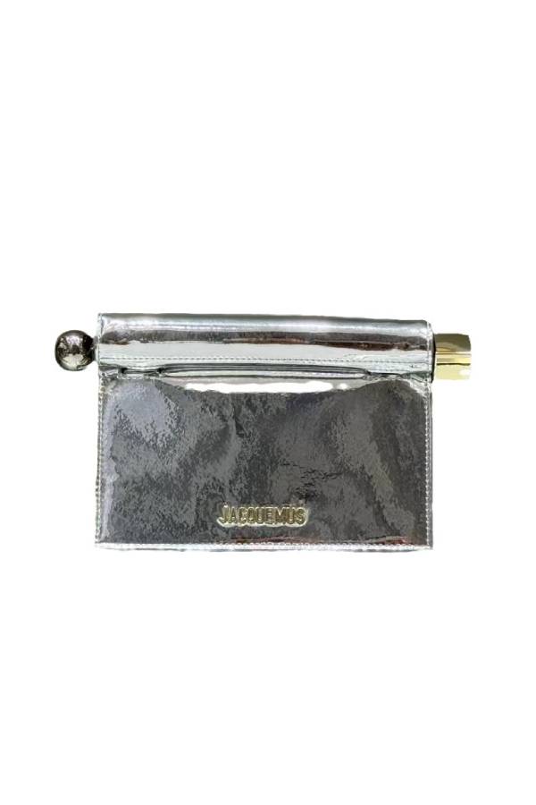 Mini clutch bag with metallic hardware