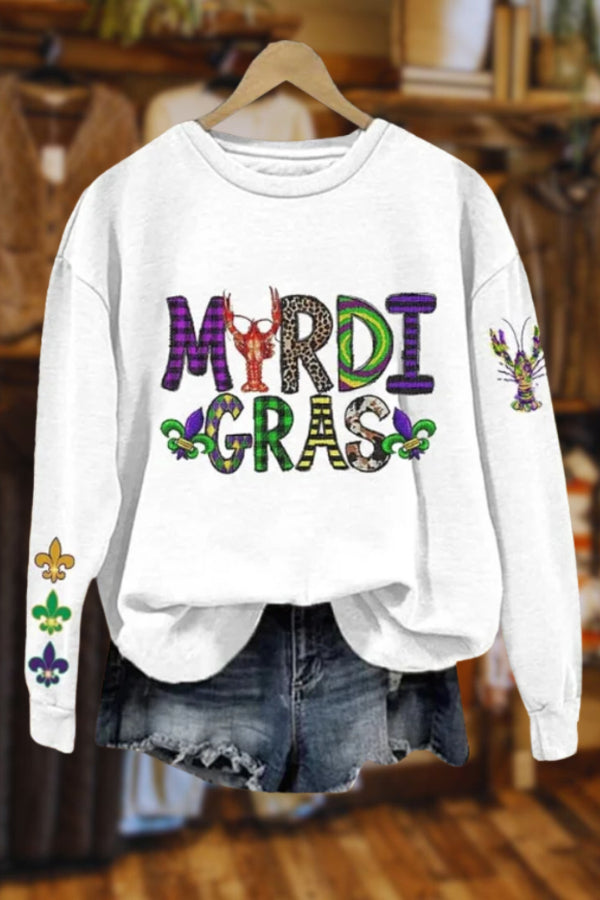 Crawfish Print Mardi Gras Sweatshirt