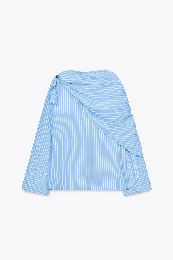 Meliora Striped Multi Position Scarf Long Sleeve H-line Shirt