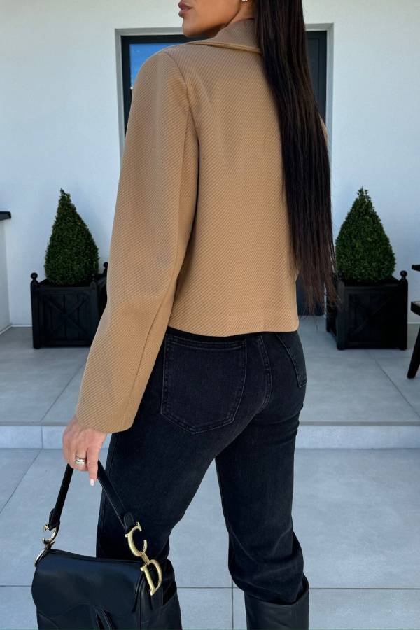 Double-breasted short suit jacket with lapel