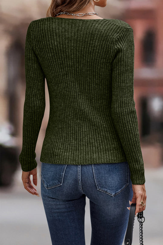 Slim Fit Comfy Ribbed Knit Pullover Sweater