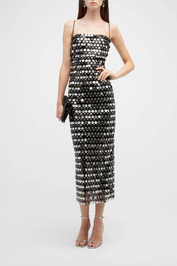 Mermaid scale sequined slim-fit maxi dress with thin straps