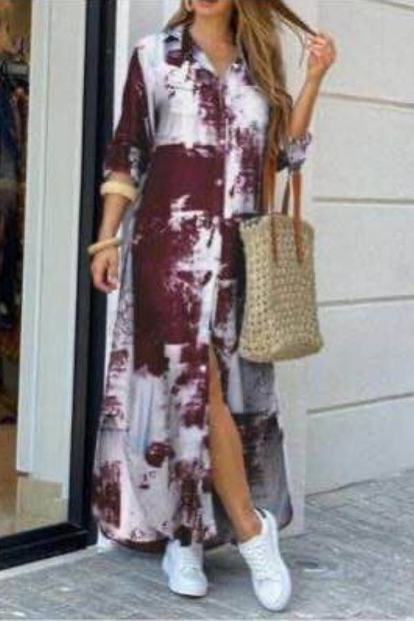 Art print shirt dress