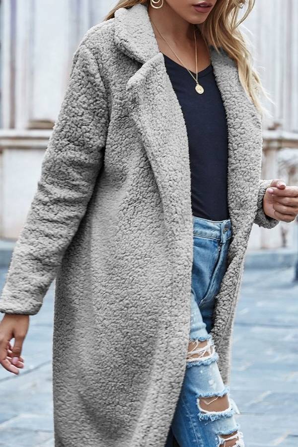 long coat with plush suit collar
