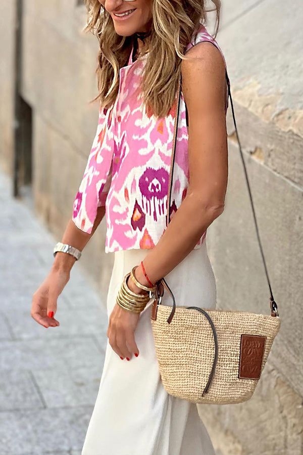 Alice Pink Zebra Embroidered Tank Top