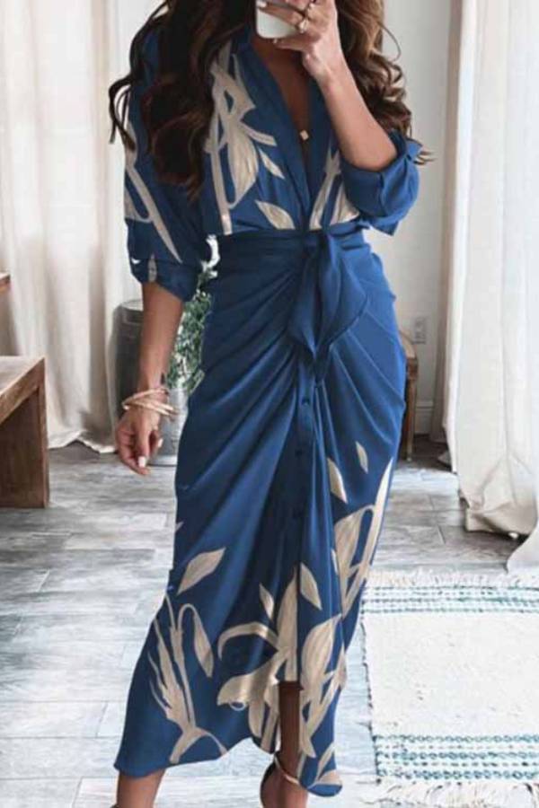 V-neck high waist dress with ties