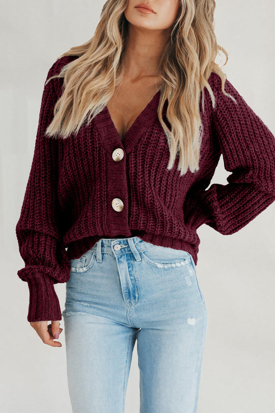 Women Open Front Button Down knit Fall Sweater Cardigan