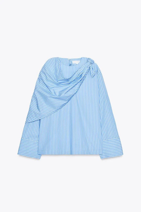 Meliora Striped Multi Position Scarf Long Sleeve H-line Shirt