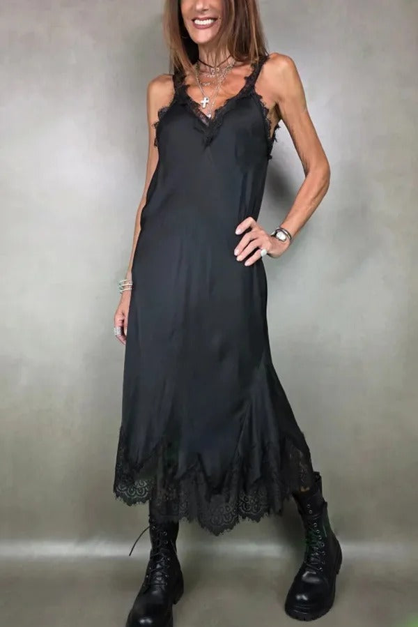 Retro knitted slit two-piece long skirt