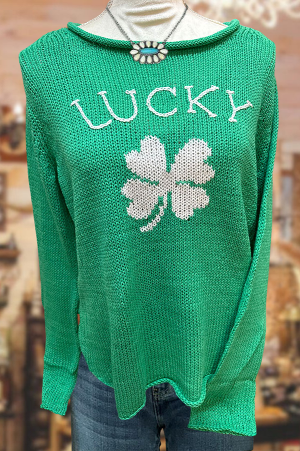 Casual Lucky Clover Sweater