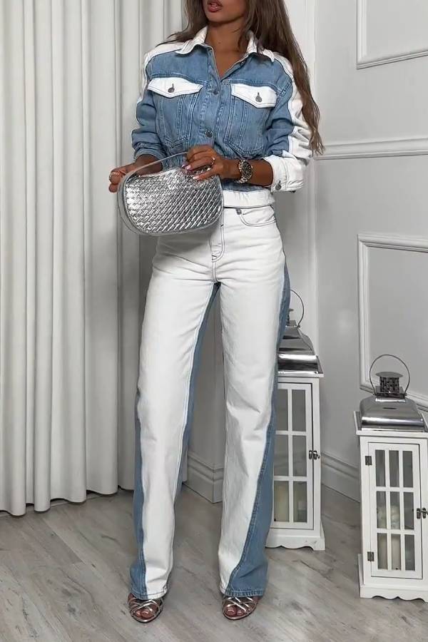 STRAIGHT LEG MID-RISE COMBINED JEANS