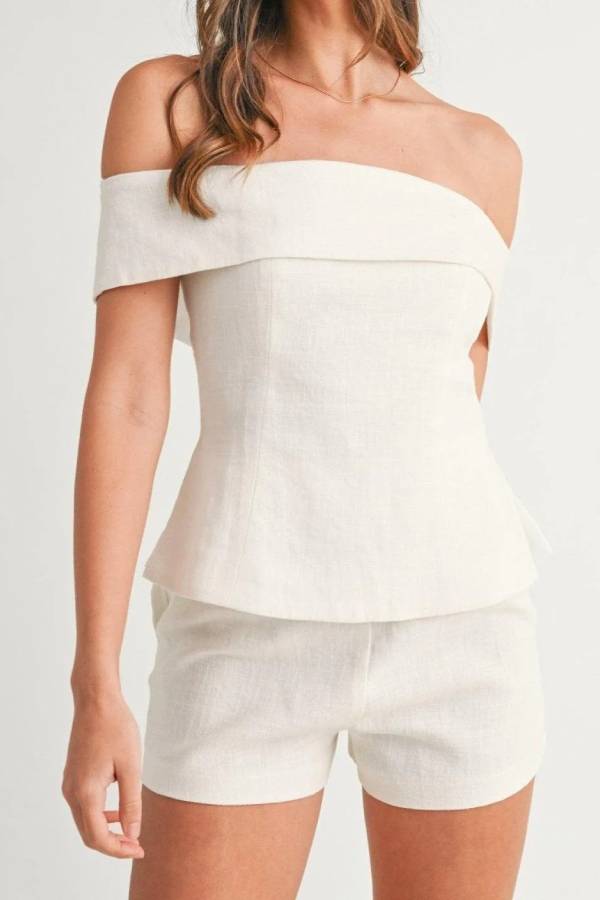 White Cotton and Linen Two-piece Suit
