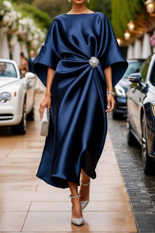 Luxe Shimmer Satin Long Dress