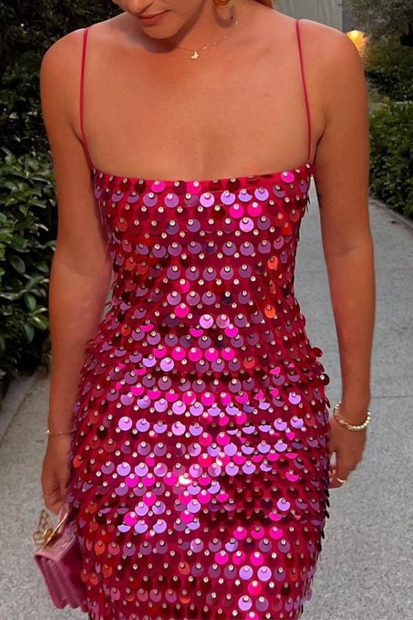 Mermaid scale sequined slim-fit maxi dress with thin straps