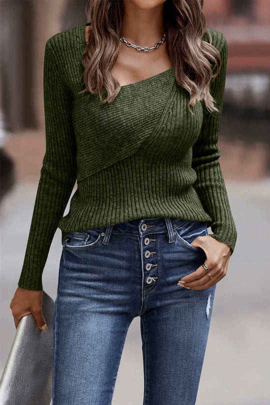 Slim Fit Comfy Ribbed Knit Pullover Sweater