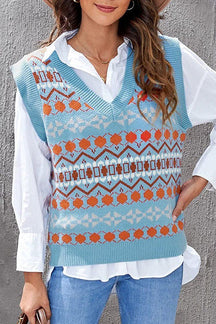 V Neck Knit Sweater Vest Plus Size Tank Top