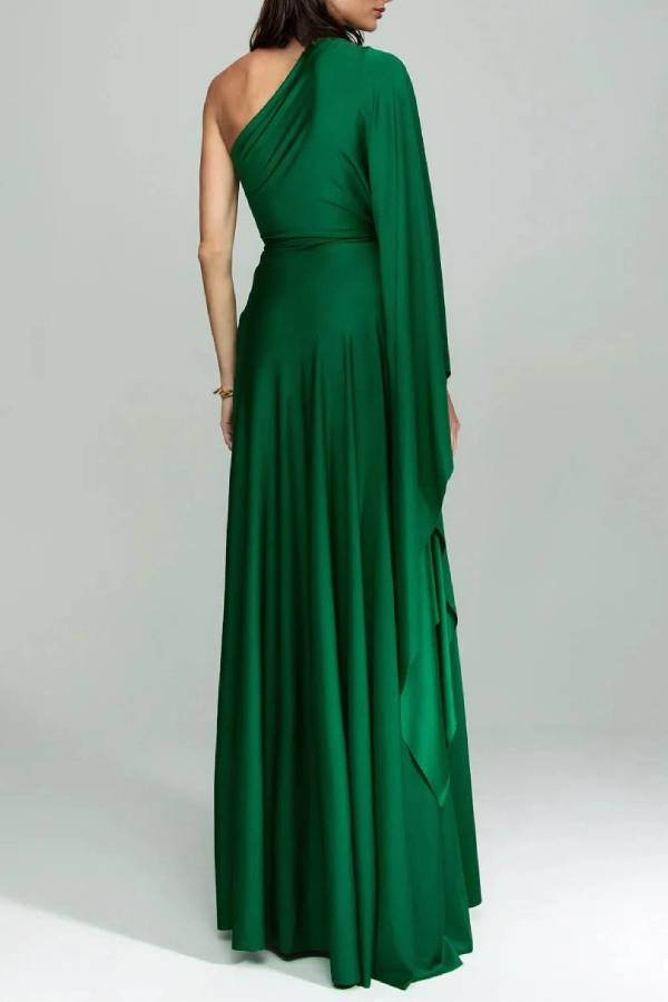 Elegant One Shoulder Long Party Slit Maxi Dress