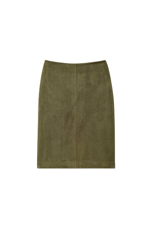Simple faux suede bodycon midi skirt