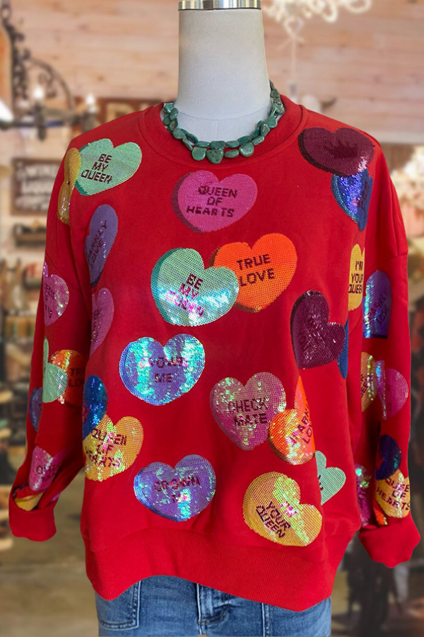 Colorful Heart Print Sweatshirt