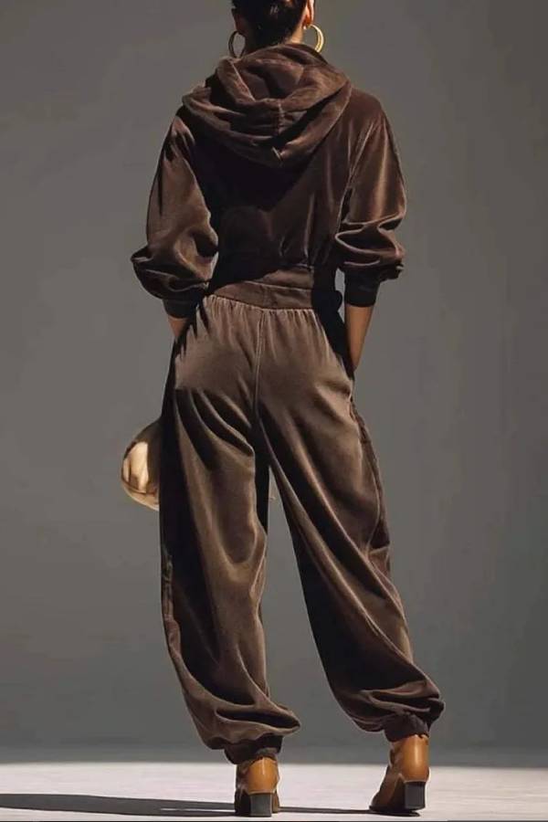 Velvet Mock Neck Top and Wide-Leg Pants Set