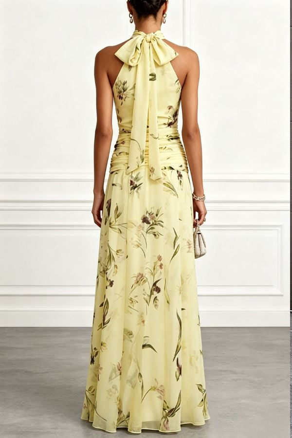Aria Ruched Halter Floral Dress