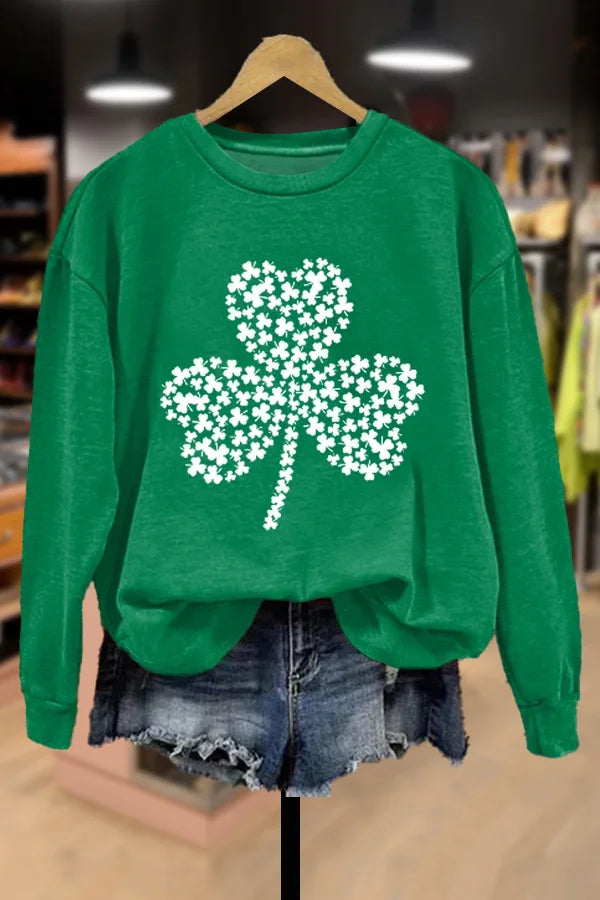 Casual Shamrock Print St.Patrick's Day Sweatshirt