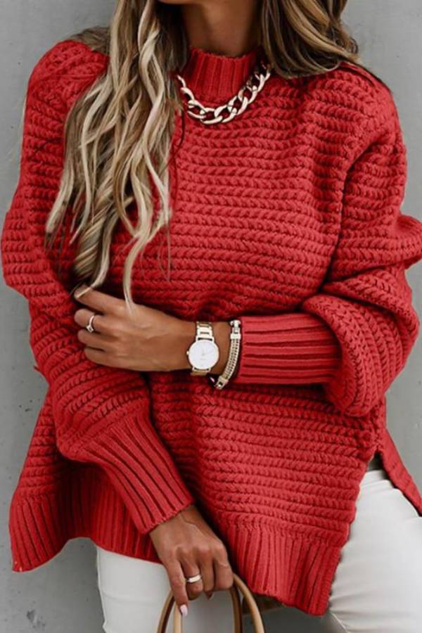 Side Split Knitted Sweater Top