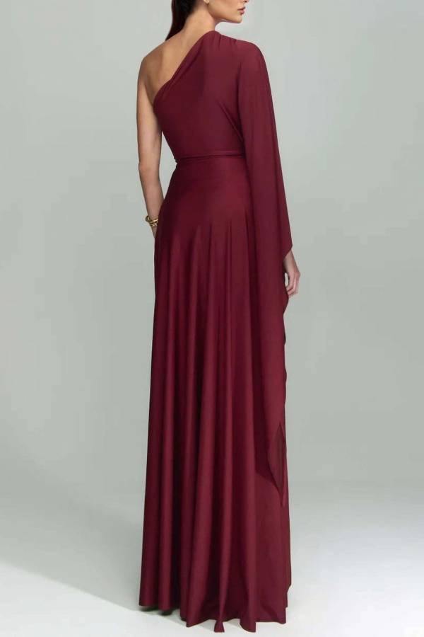 Elegant One Shoulder Long Party Slit Maxi Dress
