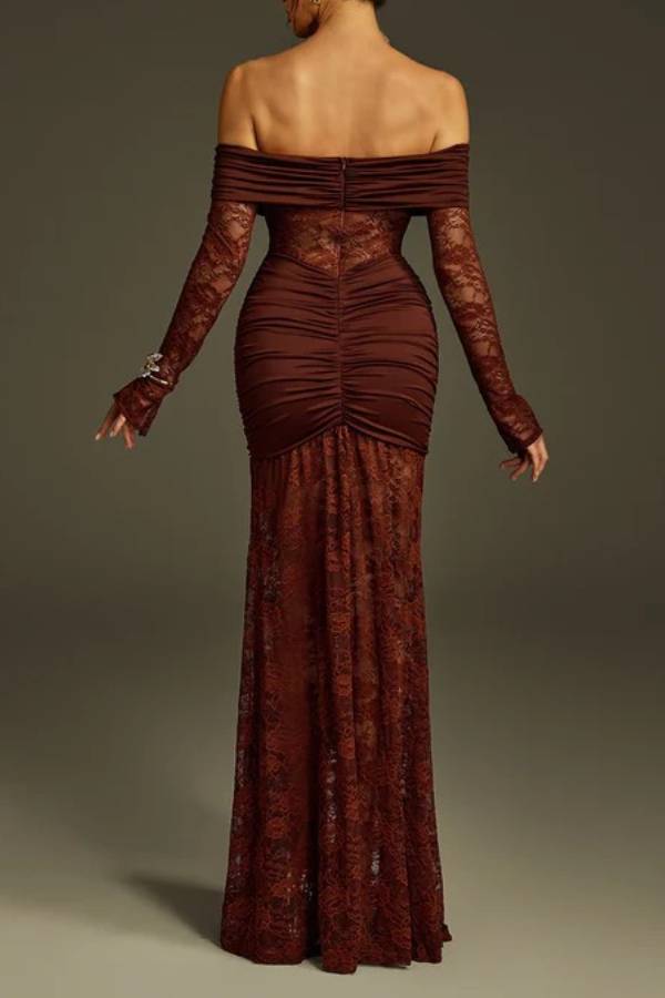 Poseidon Off Shoulder Lace Maxi Dress