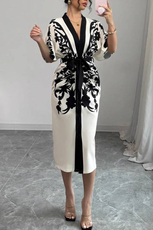 Printed split cuff cardigan