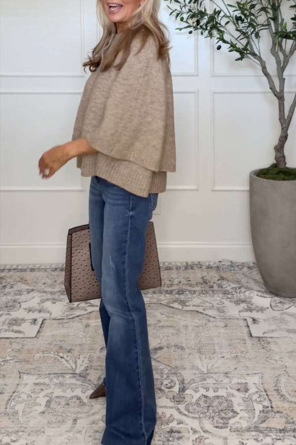 Chelsea Button Closure Cape Cardigan