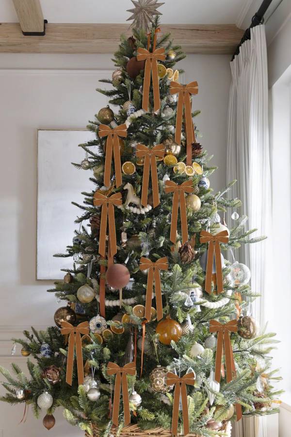 Velvet bow Christmas decorations